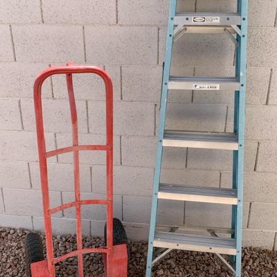 Red Hand Truck And Blue Ladder 