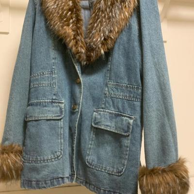 Xl Detachable Fake Fur Denim Jacket