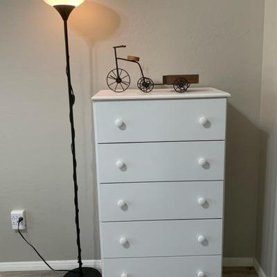 White Dresser, Lamp And Decor
