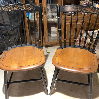 Matching Pair of Hitchcock Fall Harvest Spindleback Chairs