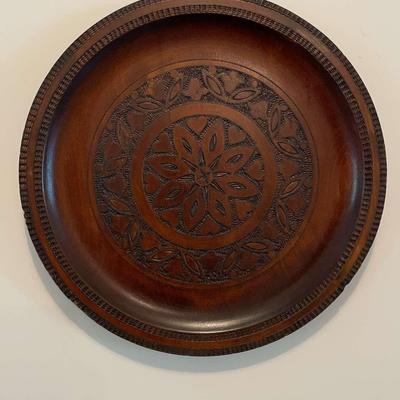 Vintage Polish Folklore Hand Carved Wooden Plate