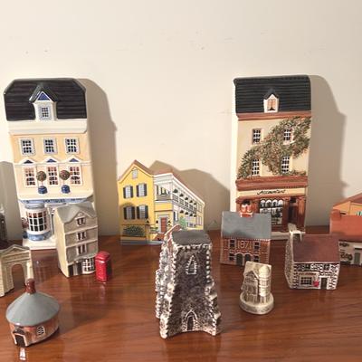 Assortment Of Wood And Porcelain Decorative Houses And More