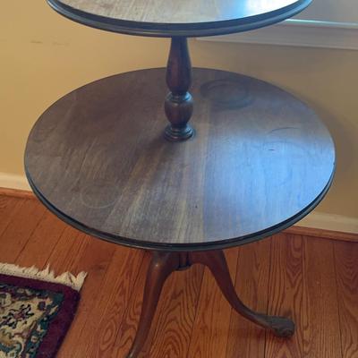 Vintage Ferguson Dual-Tiered Wooden Stand Table