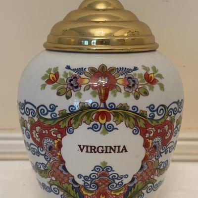 Colorful Delft Virginia Porcelain Tobacco Jar