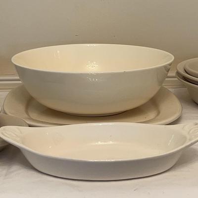 Assortment of Cream-Tone Glazed Ceramic Dishes