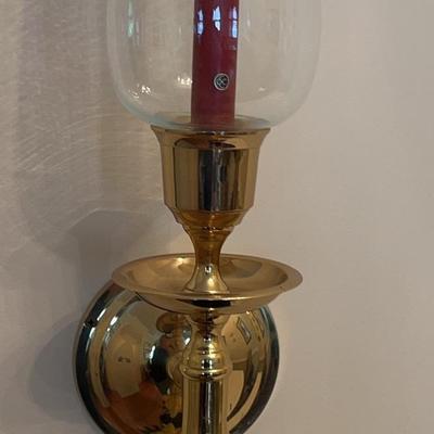 Pair of Brass Hurricane Wall Sconces