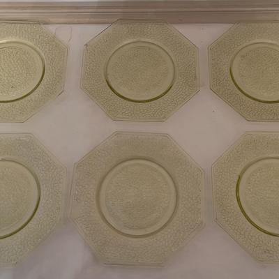 Set of Vintage Uranium Glass Plates