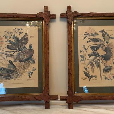 Pair of Carved Wood-Framed Arthur Signed North American Bird Prints