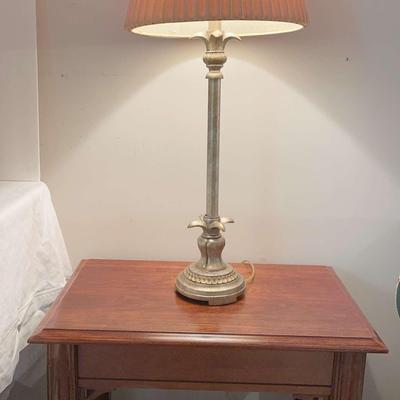 End Table with Faux Gold Lamp