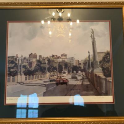 Gold-Framed Signed & Numbered Eric Mohn - Lion Bridge on Connecticut Avenue Print