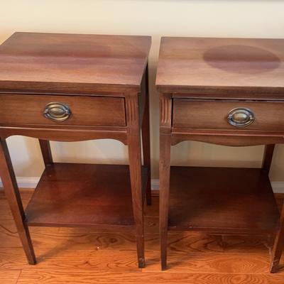 Pair of Vintage Dixie Drawered Wooden Side Tables