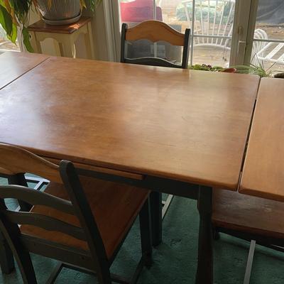 Green Wood Kitchen Table with 4 Chairs