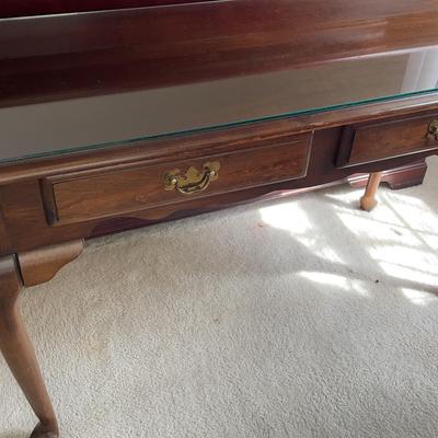 Rivers Craft Vintage Mahogany Glass-Top Desk