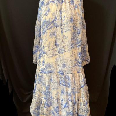 BTFL-Life Blue And White Toile Dress