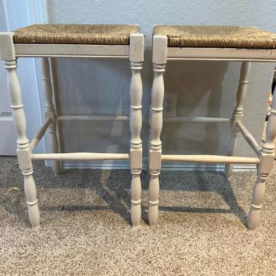 Off White And Rattan Bar Stools