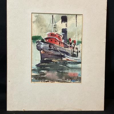 The Tugboat Original Watercolor By Rogers