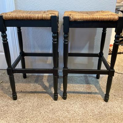 Black And Rattan Counter Stools