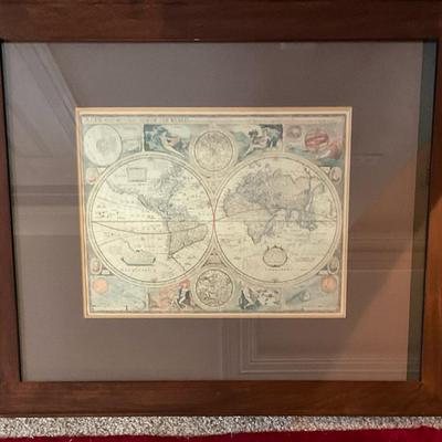 Framed Old World Map