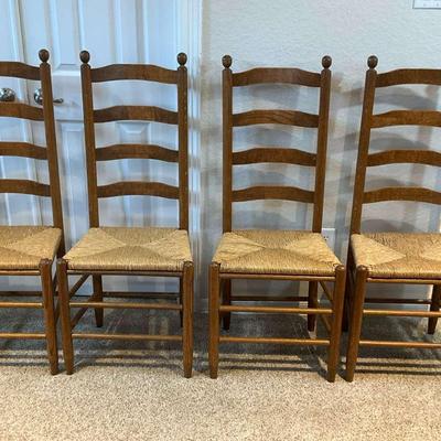 Oak Ladderback Chairs Set 2