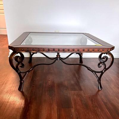 AU322JH Beautiful Wood, Metal & Glass Large Coffee Table