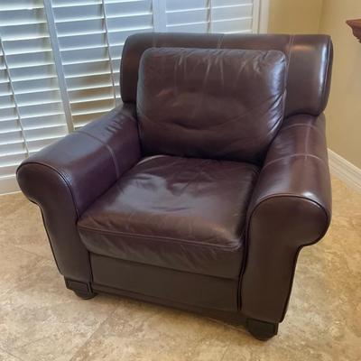  Italian Brown Leather Arm Chair #1