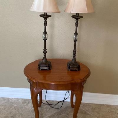 Buffet Table Lamps And Side Table  
