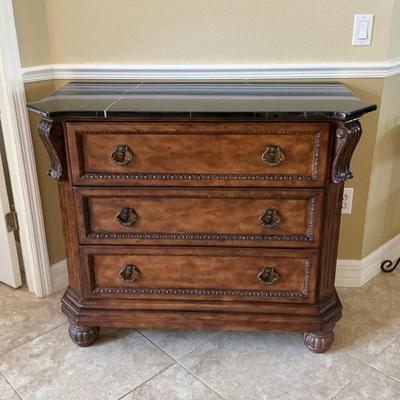 Black Marble Top Wood Chest Of Drawers