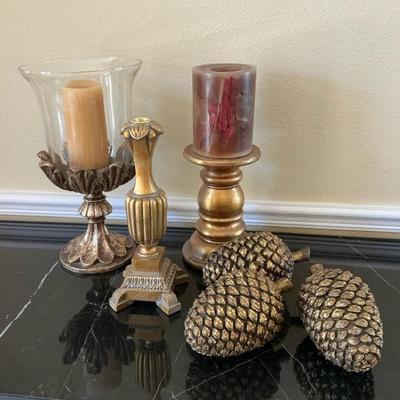 Gold Tone Candle Decor 