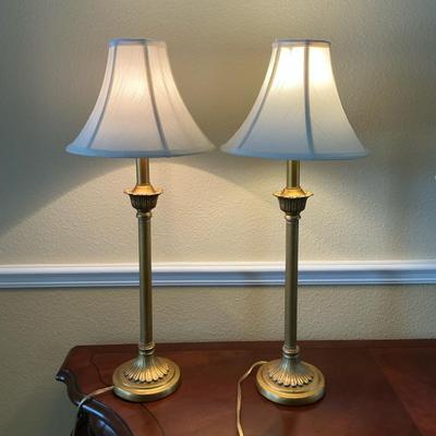 Slim Gold Candlestick Lamp Pair
