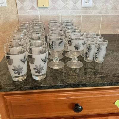 1960s Libbey Frosted Silver Leaf Glassware Vintage