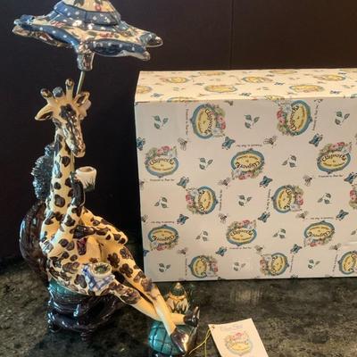 Blue Sky Works By Heather Gold inc Giraffe Drinking Tea T-Light Parasol