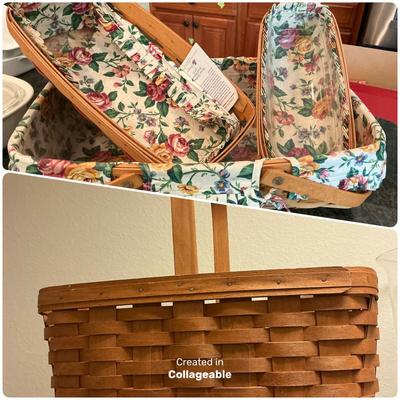 Longaberger Baskets With Fabric Liners