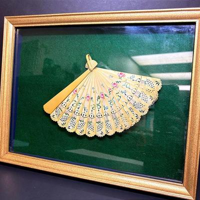 Antique "Sensu Or Ōgi"  Japanese Folding Fan in Display Case