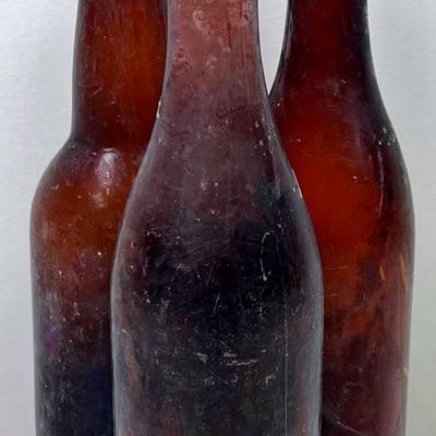 Vintage Amber Glass Beer Bottles