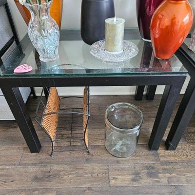 Crate & Barrel Glass End Tables