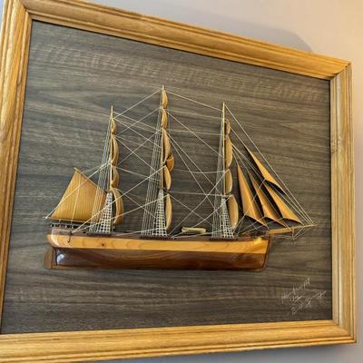 Handmade wooden shipboard signed by the artist 