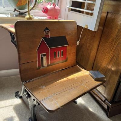 Antique hand painted childs school desk