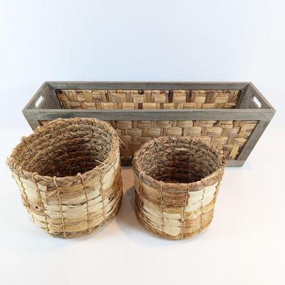 Lot #151 - Woven Baskets and Planter Set