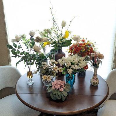 Lot #25 - Assorted Faux Floral Arrangements and Vases Lot