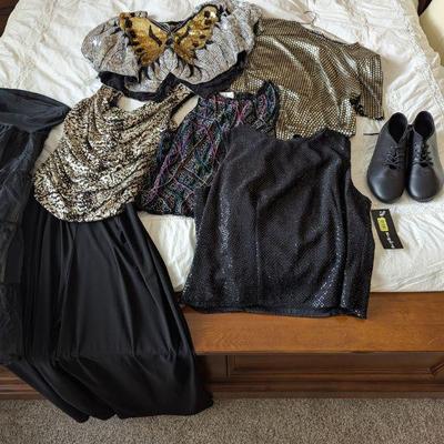Lot #67 - Tap Shoes, Tulle Skirt & Glitzy Sequin Tops