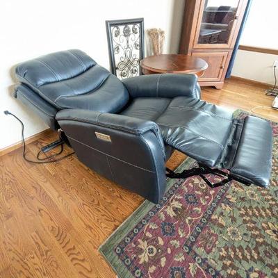 Lot #9 - MotoMotion Leather Power Swivel Recliner