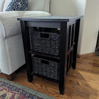 Lot #10 - Black Side Table With Two Baskets