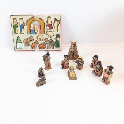 Lot #135 - Lillian Vernon Wood Nativity & Native American Nativity