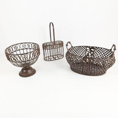 Lot #24 - Vintage Iron Decorative Baskets Lot