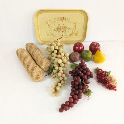 Lot #33 - Decorative Fruit and Bread Set with Vintage Tray