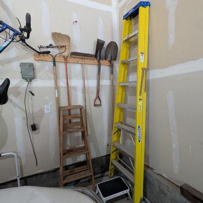 Lot #214 - Ladder and Yard Tool Lot