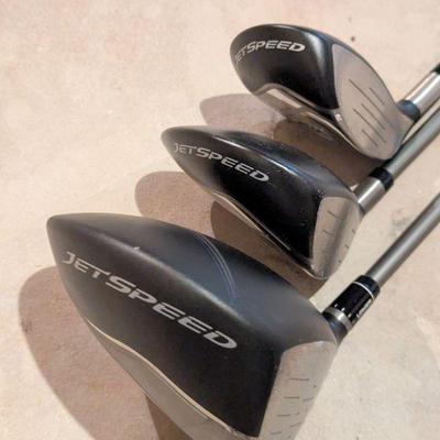 Lot #139 - Callaway, Taylormade, Odyssey & Tommy Armour Golf Clubs with Bag, Balls, Shoes and Accessories