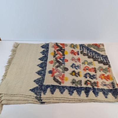 Lot #192 - Hand Woven Wool Blanket Guatemalan Mayan Momostenango Folk Art
