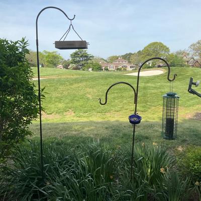 Shepard Hooks With Birdfeeders