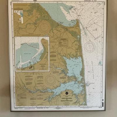 Framed Nautical Chart For Cape He loosen And Indian River Inlet